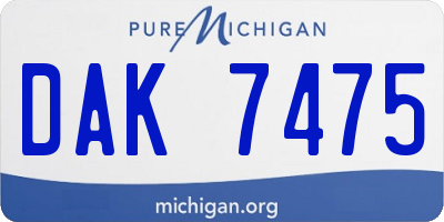 MI license plate DAK7475