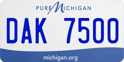 MI license plate DAK7500