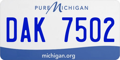 MI license plate DAK7502
