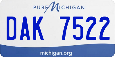 MI license plate DAK7522