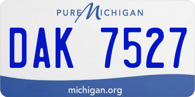 MI license plate DAK7527