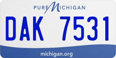 MI license plate DAK7531