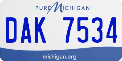MI license plate DAK7534