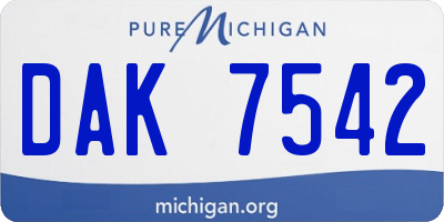 MI license plate DAK7542