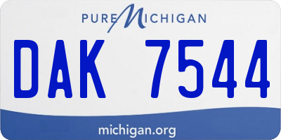 MI license plate DAK7544