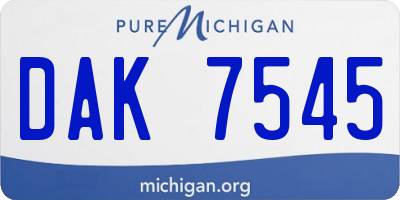 MI license plate DAK7545