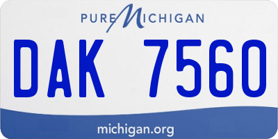 MI license plate DAK7560