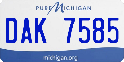 MI license plate DAK7585