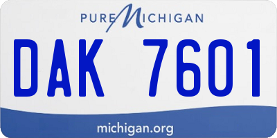 MI license plate DAK7601