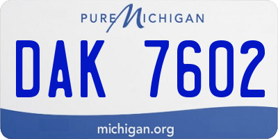 MI license plate DAK7602