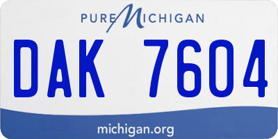 MI license plate DAK7604
