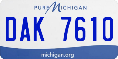 MI license plate DAK7610