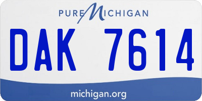 MI license plate DAK7614