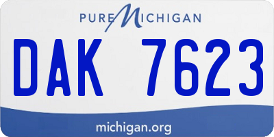 MI license plate DAK7623