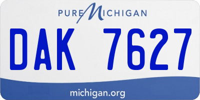 MI license plate DAK7627