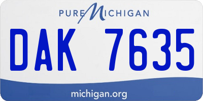 MI license plate DAK7635