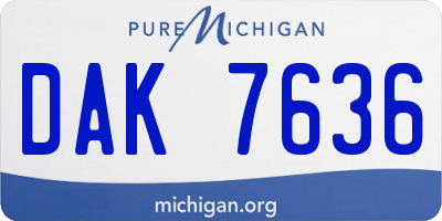 MI license plate DAK7636