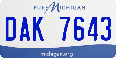 MI license plate DAK7643