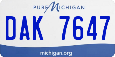 MI license plate DAK7647