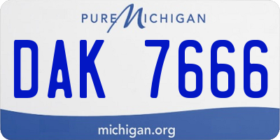 MI license plate DAK7666