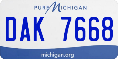 MI license plate DAK7668
