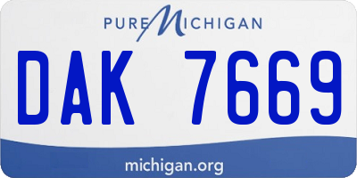 MI license plate DAK7669