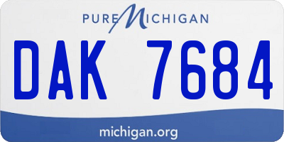 MI license plate DAK7684