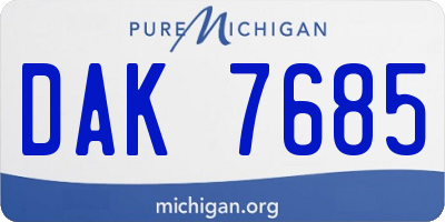 MI license plate DAK7685