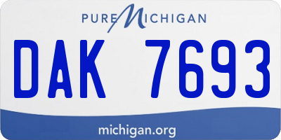 MI license plate DAK7693