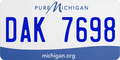 MI license plate DAK7698