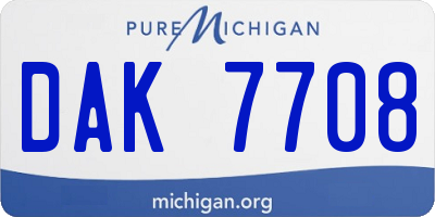 MI license plate DAK7708