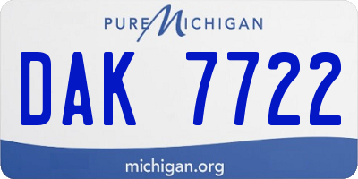 MI license plate DAK7722