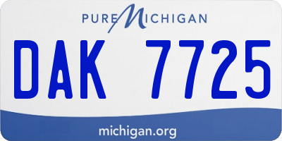 MI license plate DAK7725