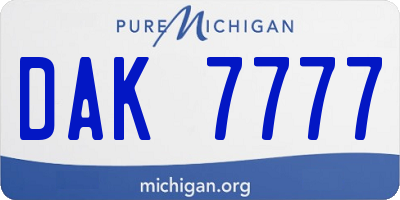 MI license plate DAK7777