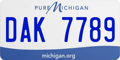 MI license plate DAK7789