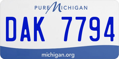 MI license plate DAK7794