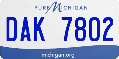 MI license plate DAK7802