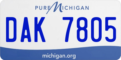 MI license plate DAK7805