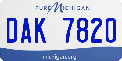 MI license plate DAK7820