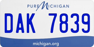 MI license plate DAK7839