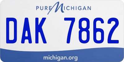MI license plate DAK7862