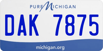MI license plate DAK7875