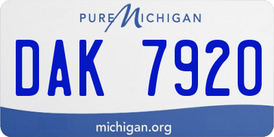 MI license plate DAK7920
