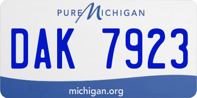 MI license plate DAK7923