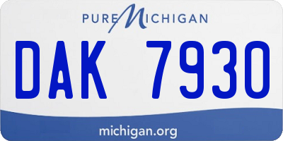 MI license plate DAK7930