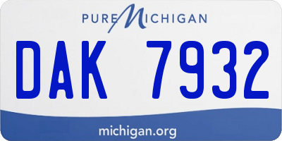 MI license plate DAK7932