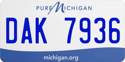 MI license plate DAK7936