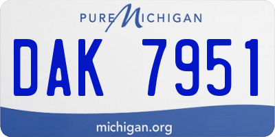 MI license plate DAK7951