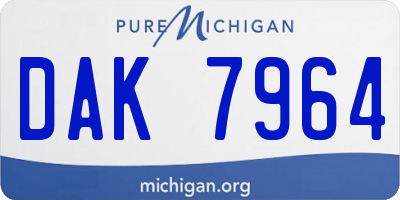 MI license plate DAK7964