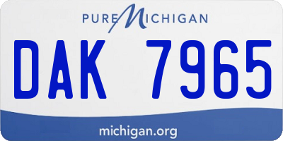 MI license plate DAK7965